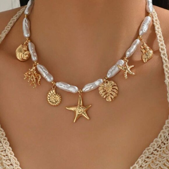 Zara Jewelry - Zara pearl & shell chain necklace